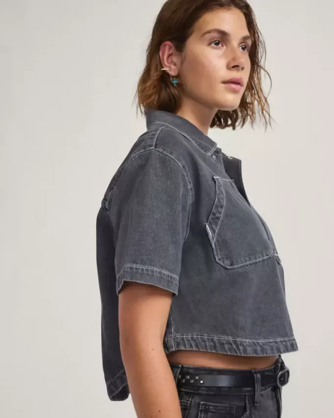 Camicia in denim con bottoni Natalie
