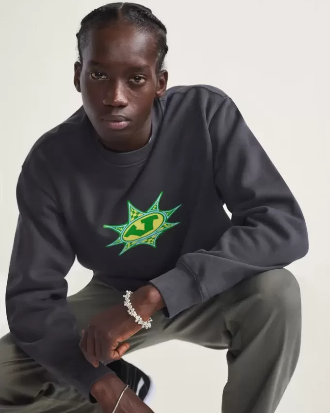 Felpa girocollo con motivo a quadri stellari