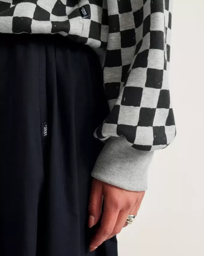 Felpa girocollo retrò a scacchi