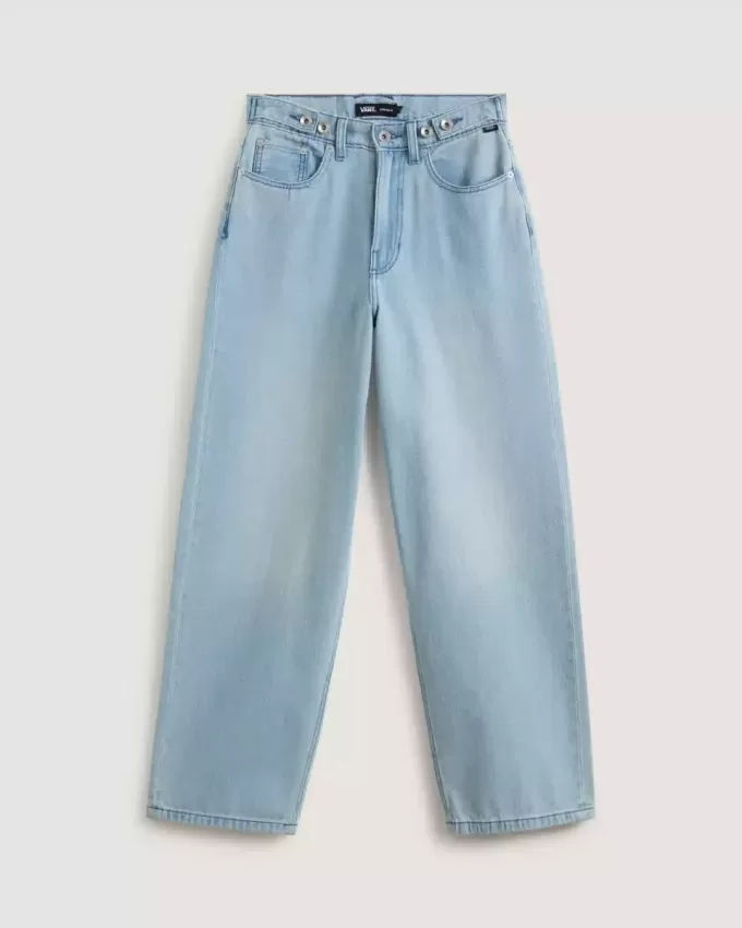 Pantaloni larghi in denim Check-5