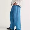Pantaloni larghi in denim Check-5