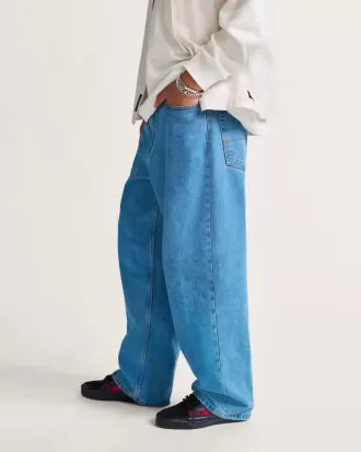 Pantaloni larghi in denim Check-5