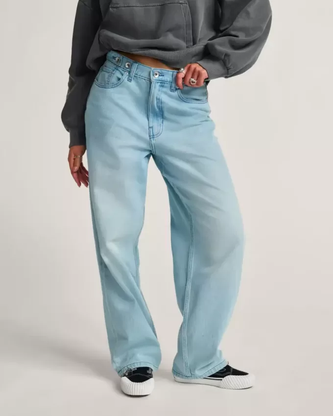 Pantaloni larghi in denim Check-5