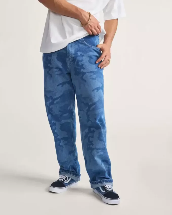 Pantaloni larghi in denim Check-5