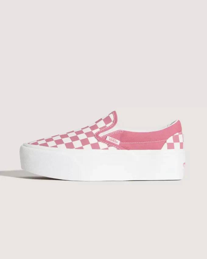 Scarpa classica slip-on con plateau e motivo a scacchi