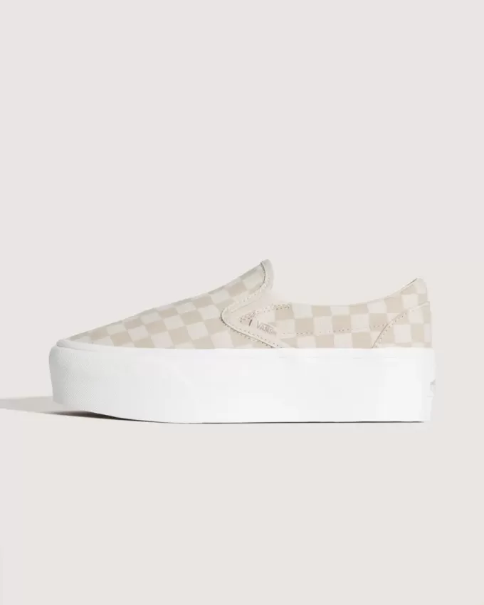 Scarpa classica slip-on con plateau e motivo a scacchi