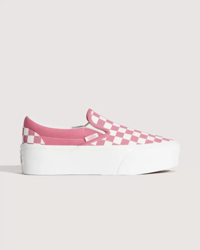 Scarpa classica slip-on con plateau e motivo a scacchi