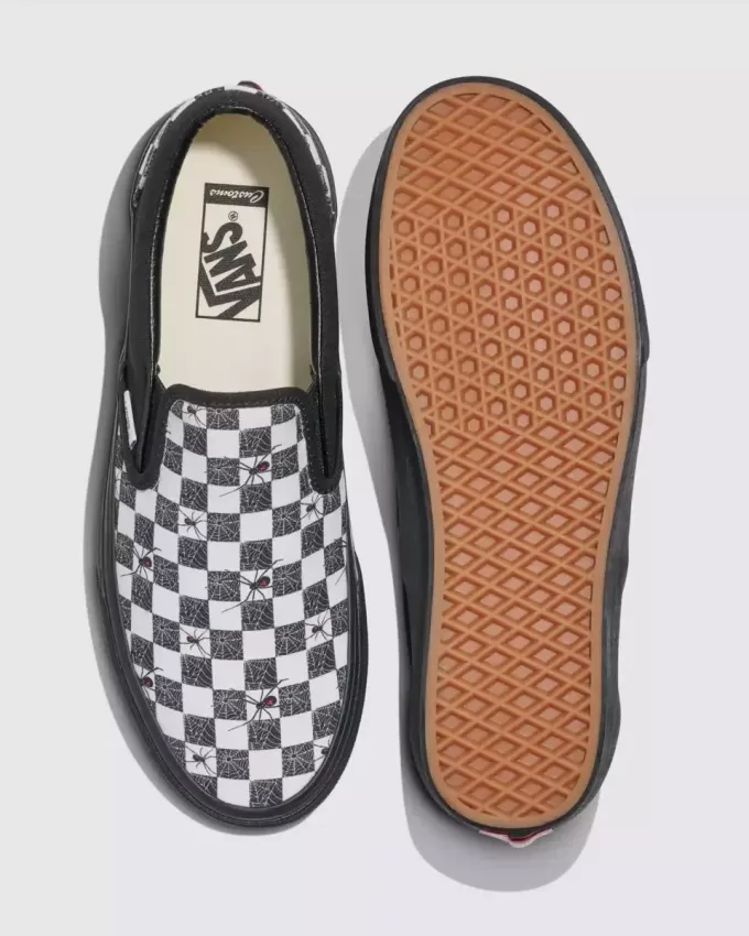 Scarpa da ginnastica classica slip-on a scacchiera di Halloween Customs